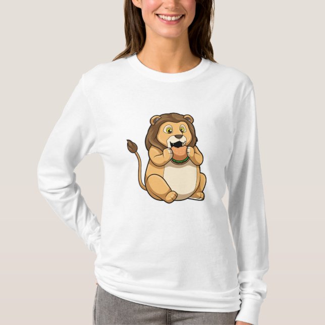 Lejon med Burger T Shirt (Framsida)