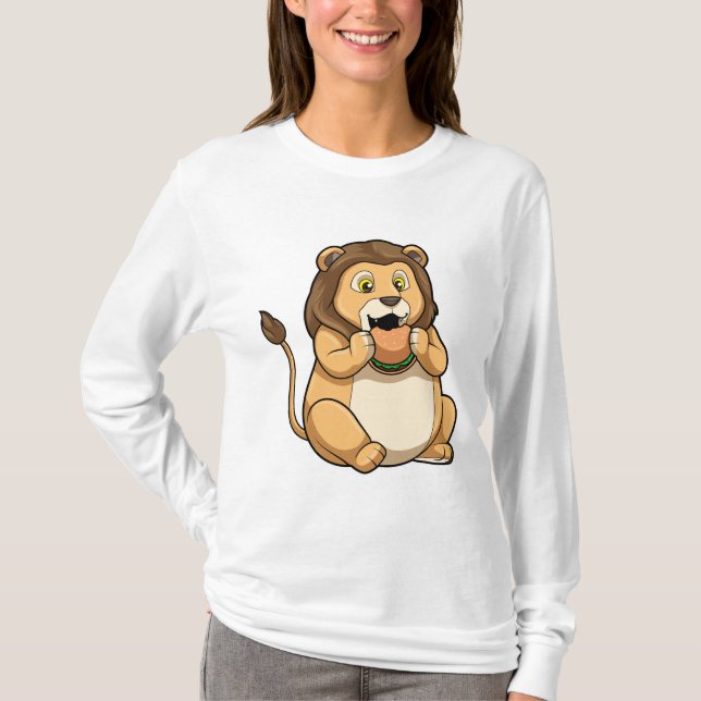 Lejon med Burger T Shirt (Framsida)