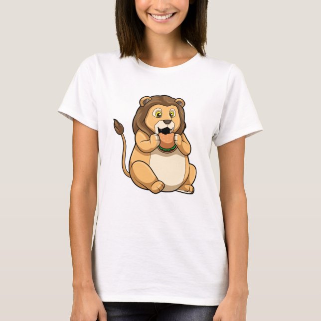 Lejon med Burger T Shirt (Framsida)