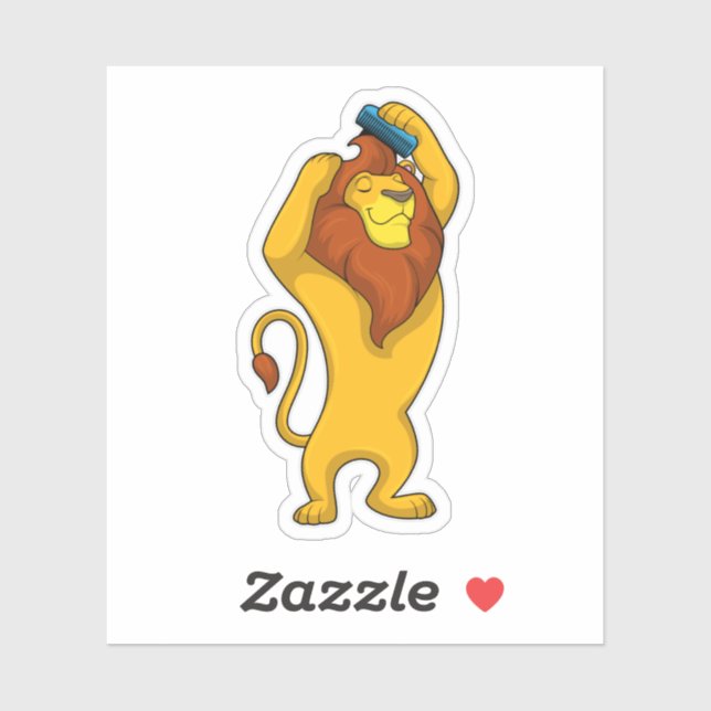 Lejon med Comb Klistermärken (Ark)