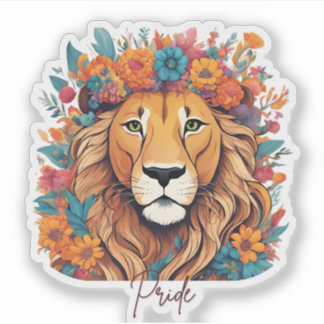 Lejon med en Mane of Flowers Pride Sticker Klistermärken