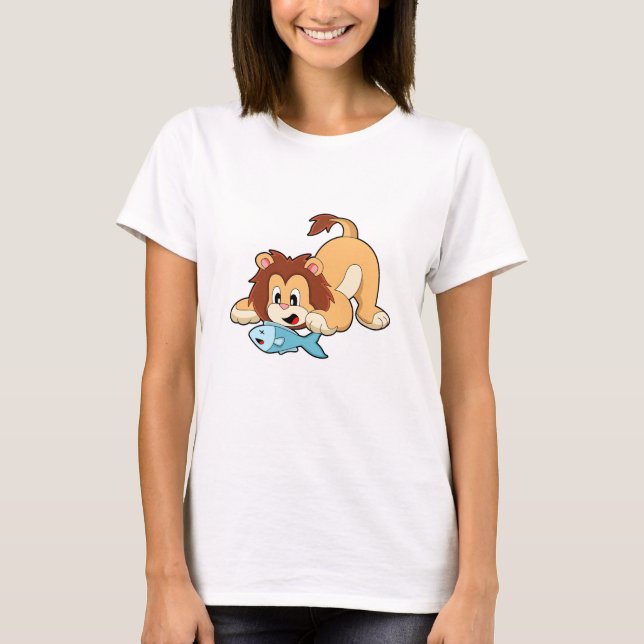 Lejon med fisk t shirt (Framsida)
