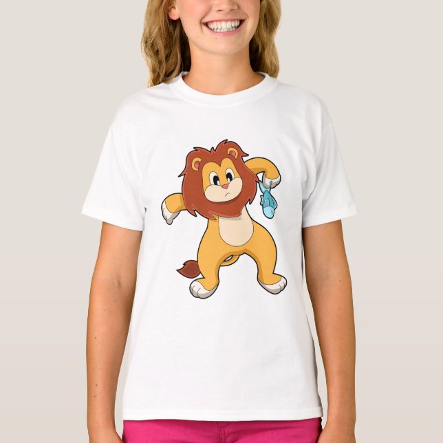 Lejon med fisk t shirt (Framsida)