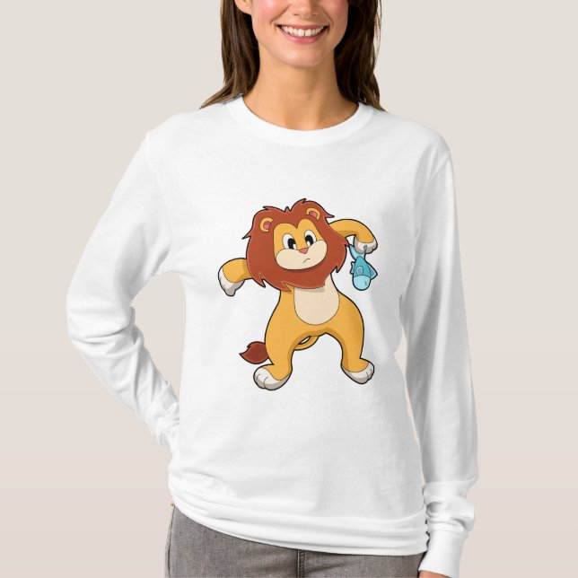 Lejon med fisk t shirt (Framsida)