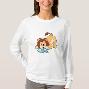 Lejon med fisk t shirt
