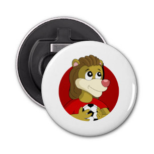 Lejon med fotboll tecknad flaska-öppnare flasköppnare