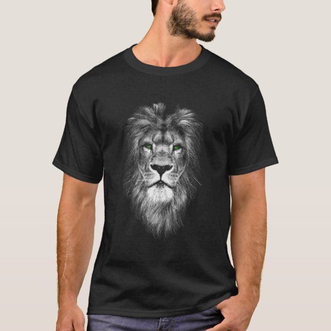 Lejon med Grönt Ögon T Shirt (Framsida)