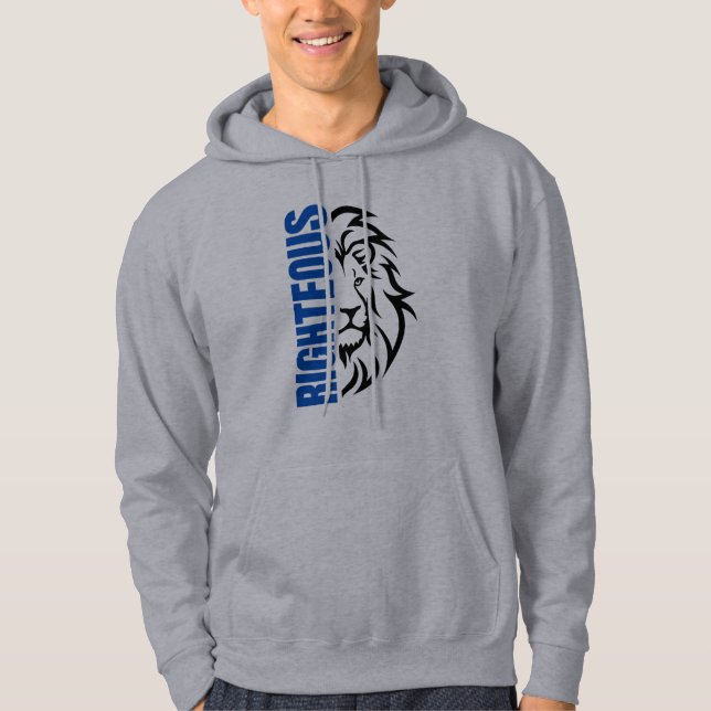 Lejon med höger blå Ord Hoodie (Framsida)