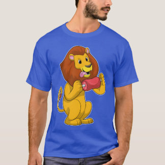 Lejon Med Kött Roliga Djur retro T Shirt