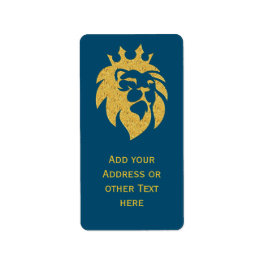 Lejon med Krona - Guld Stil 1 Adressetikett
