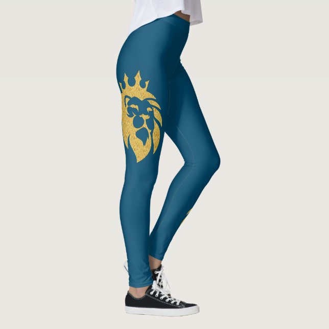 Lejon Med Krona - Guld Stil 1 Leggings (Höger)