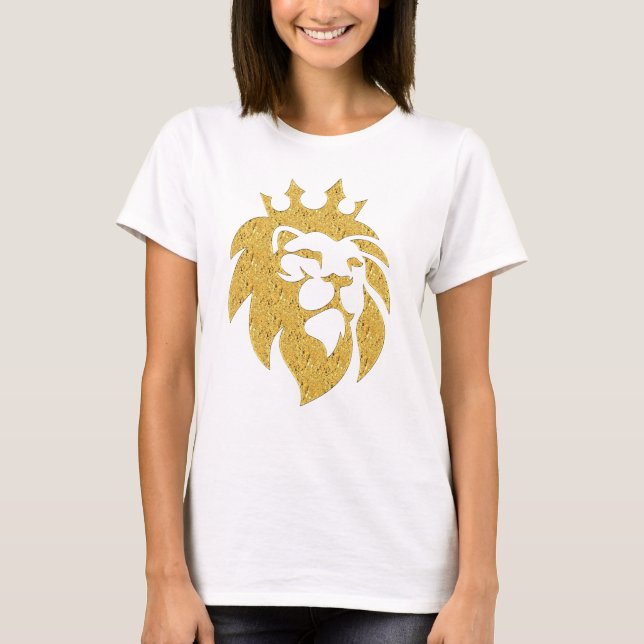 Lejon med Krona - Guld Stil 1 T Shirt (Framsida)