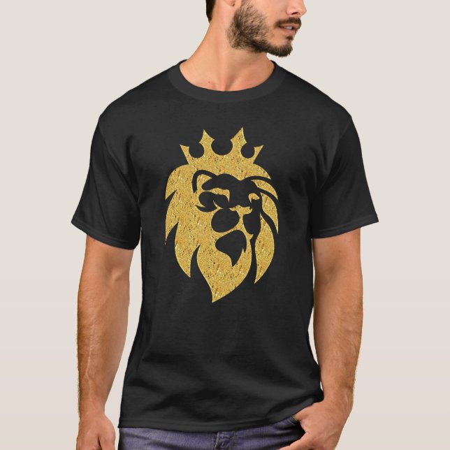Lejon med Krona - Guld Stil 1 T Shirt (Framsida)