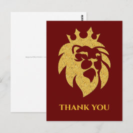 Lejon med Krona - Guld Stil 1 Vykort
