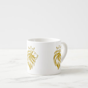 Lejon med Krona - Guld Stil 2 Espressomugg