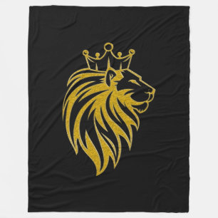 Lejon med Krona - Guld Stil 2 Fleecefilt