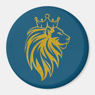 Lejon med Krona - Guld Stil 2 Magnet