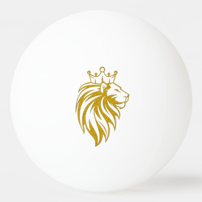 Lejon med Krona - Guld Stil 2 Pingisboll (Framsidan)