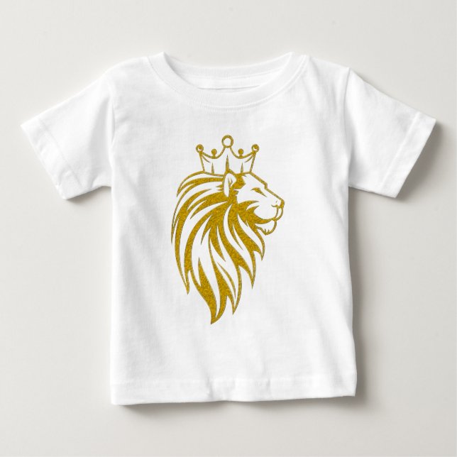 Lejon med Krona - Guld Stil 2 T Shirt (Framsida)