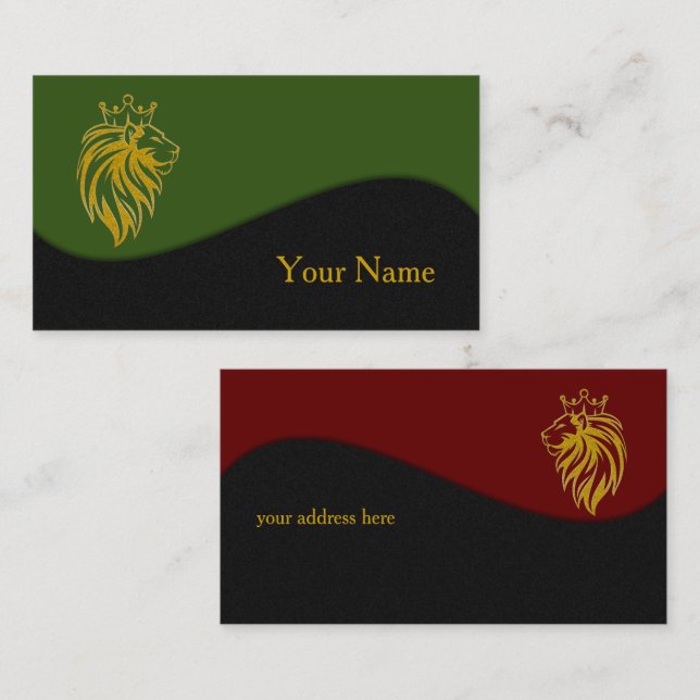 Lejon med Krona - Guld Stil 2 Visitkort (Fram/baksida)