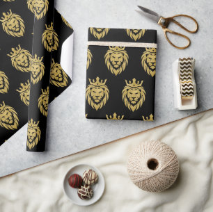 Lejon med Krona - Guld Stil 3 Presentpapper