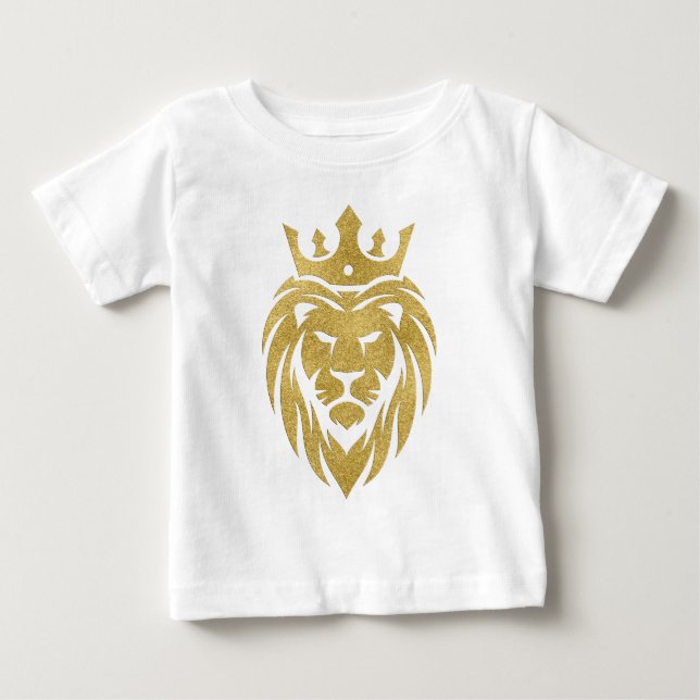 Lejon med Krona - Guld Stil 3 T Shirt (Framsida)