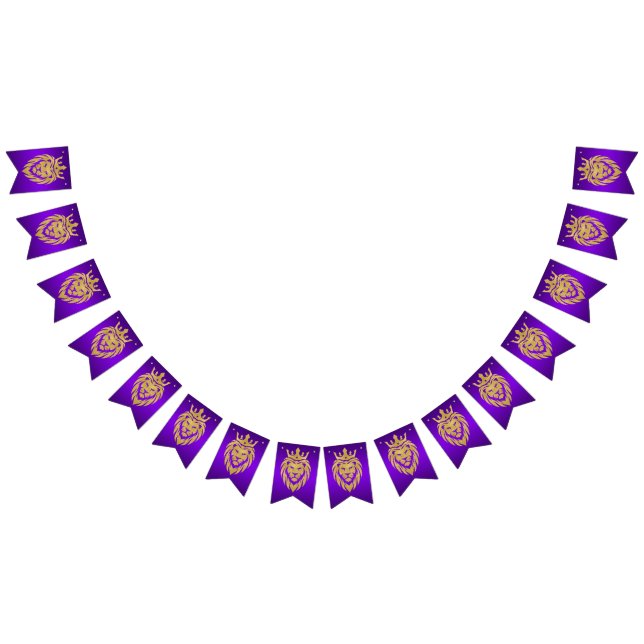 Lejon med Krona - Guld Stil 3 Vimplar (Alla)