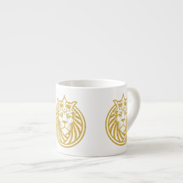 Lejon med Krona - Guld Stil 4 Espressomugg (Framsida höger)