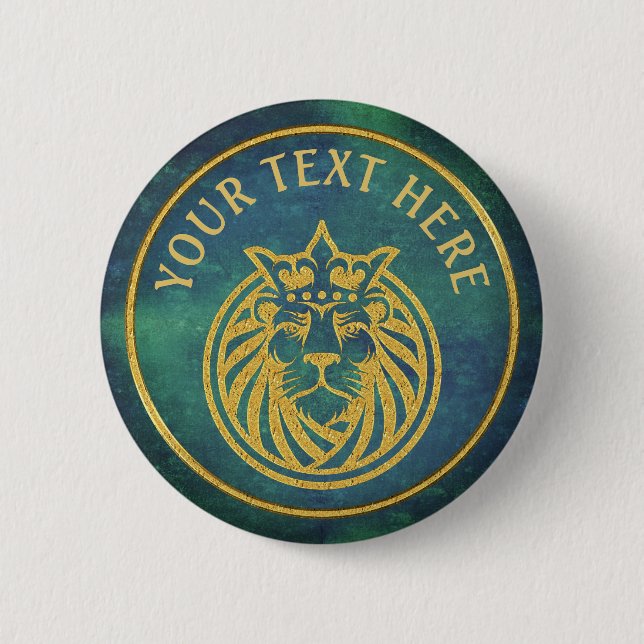 Lejon Med Krona - Guld Stil 4 Knapp (Framsida)