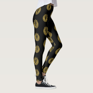 Lejon Med Krona - Guld Stil 4 Leggings