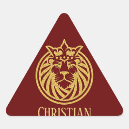 Lejon med Krona - Guld Stil 4 Triangelformat Klistermärke