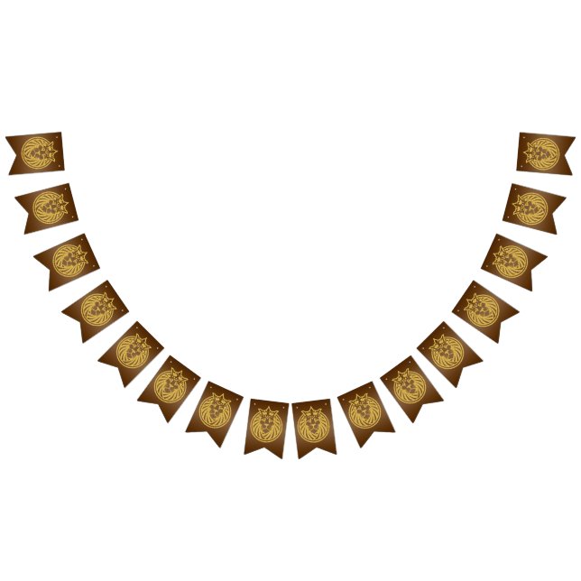 Lejon med Krona - Guld Stil 4 Vimplar (Alla)