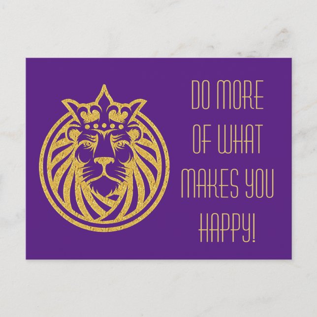 Lejon Med Krona - Guld Stil 4 Vykort (Framsida)