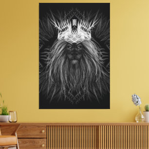 Lejon med Krona Monogram Canvastryck