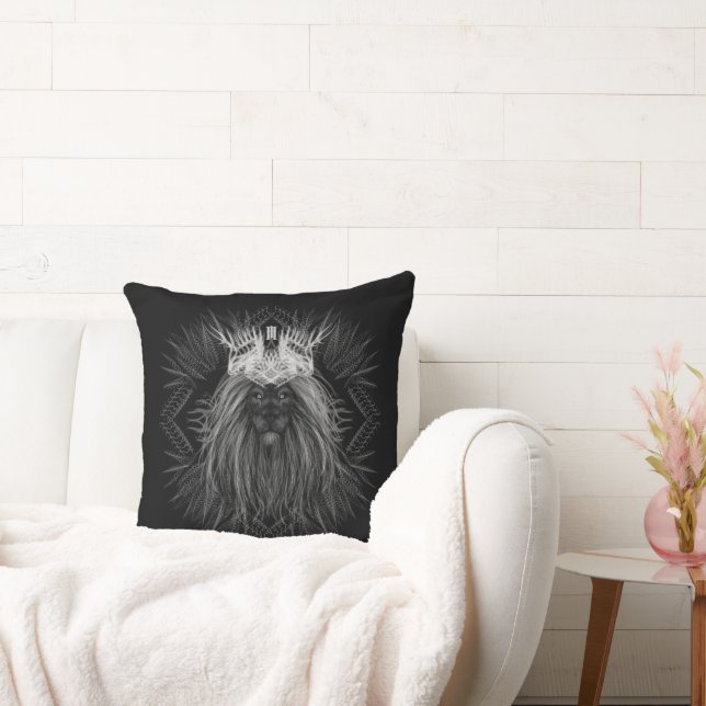Lejon med Krona Monogram Dekorativ kudde (Soffa)
