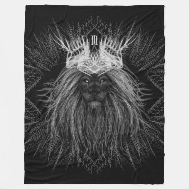 Lejon med Krona Monogram Fleecefilt (Framsidan)