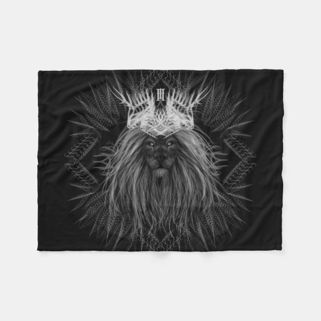 Lejon med Krona Monogram Fleecefilt (Framsidan (Horisontell))