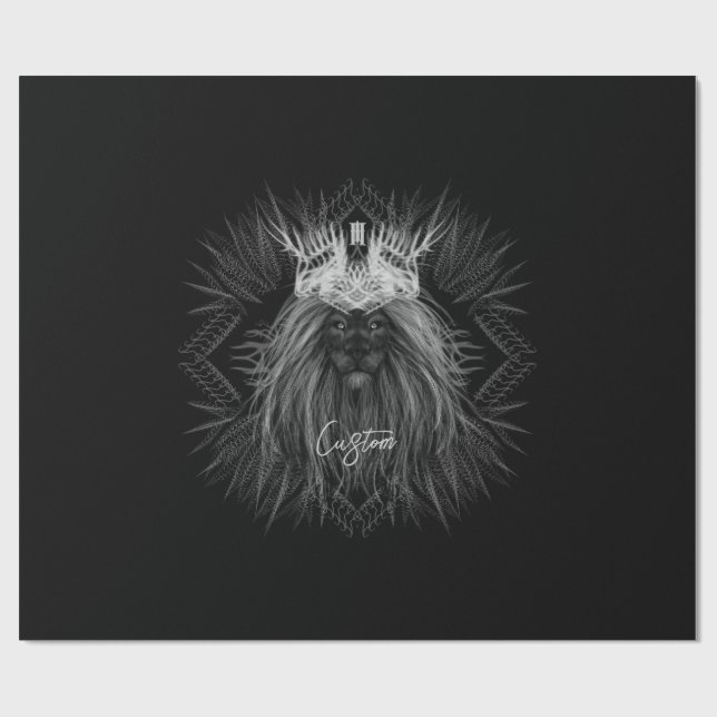 Lejon med Krona Monogram Presentpapper (Platt)