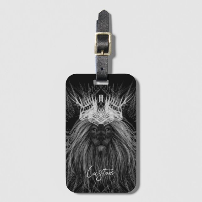 Lejon med Krona Monogram resggage Tag Bagagebricka (Framsida vertikal)