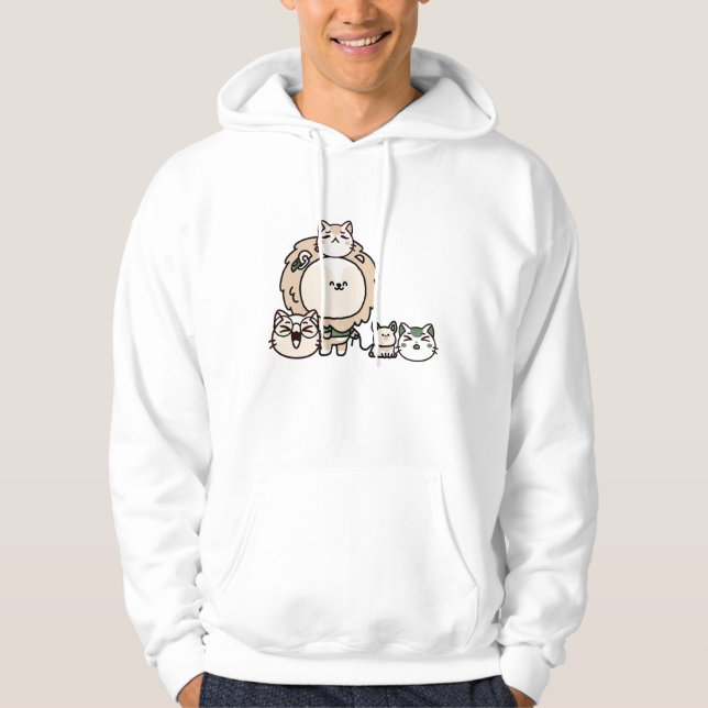 Lejon med ledarhund och kattgäng hoodie (Framsida)
