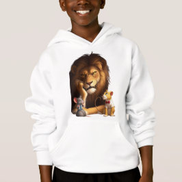 Lejon med Nyfiken Unge och liten mus - Roligt T Shirt