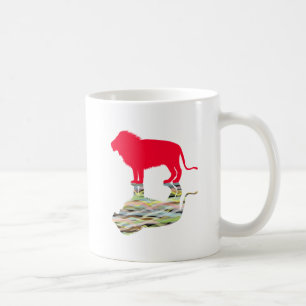 Lejon med reflektion (röd) kaffemugg