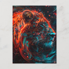 Lejon med rödaktiga turkospolar vykort