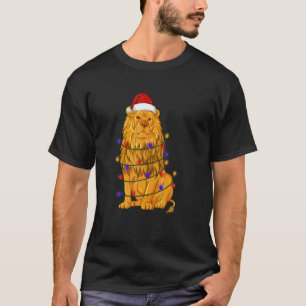 Lejon med Santa Hat Träd Ljus Julafton Light Chris T Shirt