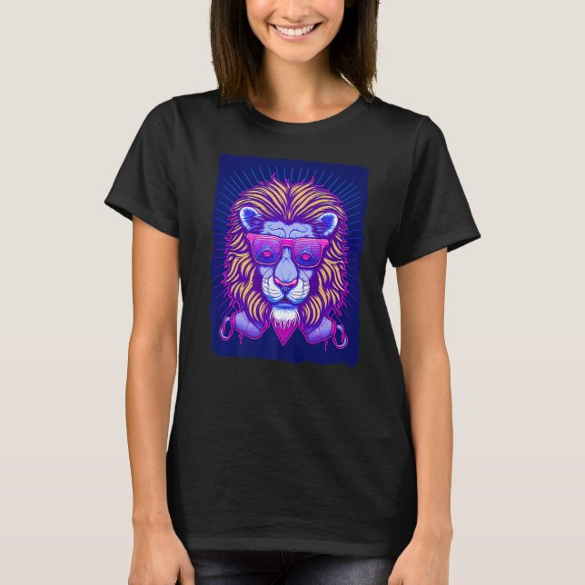Lejon med solglasögon t shirt (Framsida)