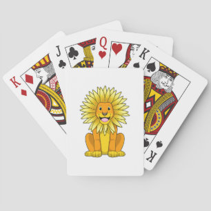 Lejon med solrosblomma casinokort