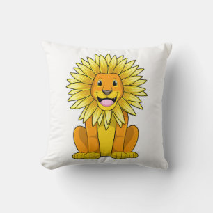 Lejon med solrosblomma kudde