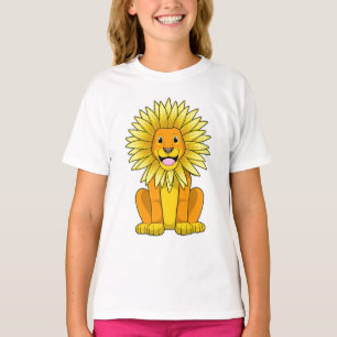 Lejon med solrosblomma t shirt