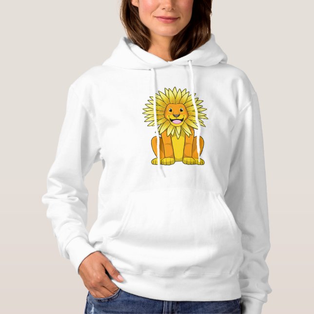 Lejon med solrosblomma t shirt (Framsida)