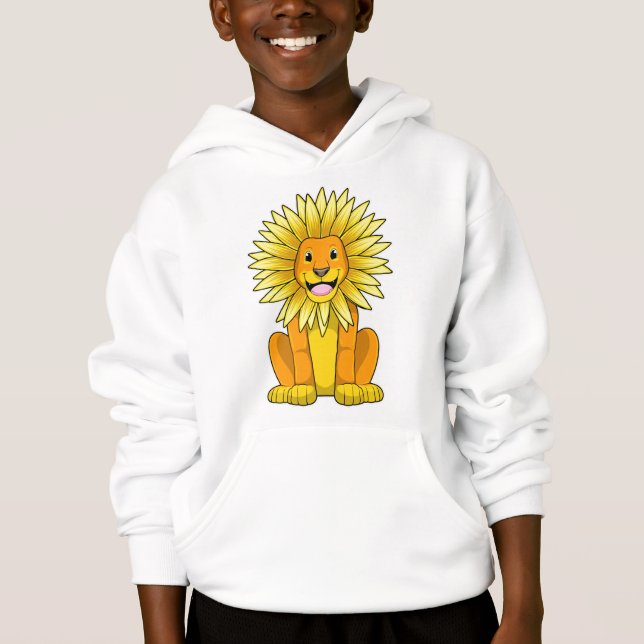 Lejon med solrosblomma t shirt (Framsida)